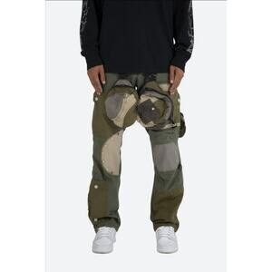 Men’s Kody Phillips x MNML LA Patchwork Studded Cargo Pants Olive Green Size 29